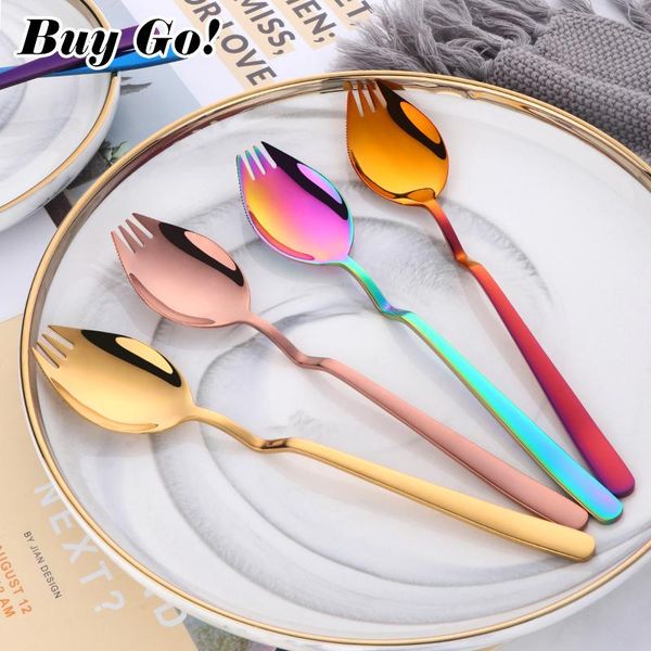 3 in 1 sporks dessert fork spoon 304stainless steel curved handle spaghetti salad dessert fruit utensils kitchen tableware tools
3 in 1 sporks dessert fork spoon 304stainless steel curved handle spaghetti salad dessert fruit utensils kitchen tableware tools