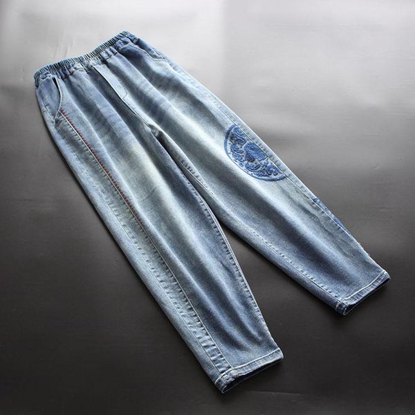 women's jeans women solid color elastic waist pockets casual trousers emboridery fashion 2021 spring summer yoyikamomo, Blue
women's jeans women solid color elastic waist pockets casual trousers emboridery fashion 2021 spring summer yoyikamomo, Blue