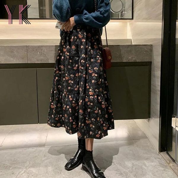 skirts corduroy vintage floral print ruffles pleated long women streetwear elastic high waist midi mujer faldas, Black
skirts corduroy vintage floral print ruffles pleated long women streetwear elastic high waist midi mujer faldas, Black