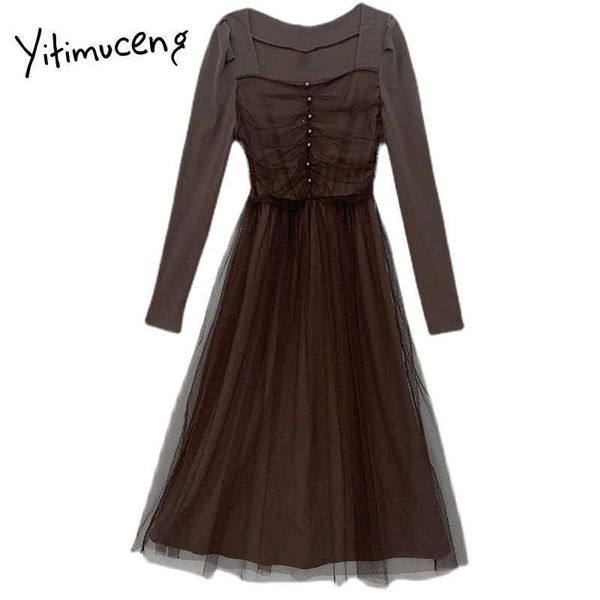 yitimuceng gauze patchwork high waist dresses women square collar a-line clothing solid spring korean fashion dress 210601, Black;gray
yitimuceng gauze patchwork high waist dresses women square collar a-line clothing solid spring korean fashion dress 210601, Black;gray