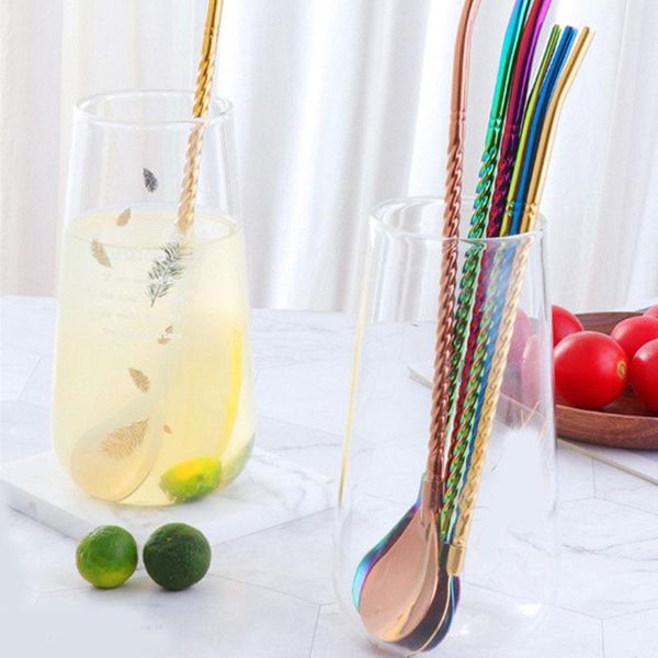 drinking straws 1pc long twisted straw spoon portable gold scoop reusable colored stainless steel cocktail coffee stirring
drinking straws 1pc long twisted straw spoon portable gold scoop reusable colored stainless steel cocktail coffee stirring