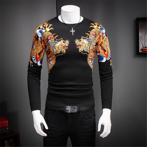 mens sweaters brands new winter men's o-neck jumpers dragon print pullover sweater cxfc, White;black
mens sweaters brands new winter men's o-neck jumpers dragon print pullover sweater cxfc, White;black