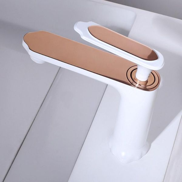 bathroom sink faucets brass unique design white and rose gold finish cold single lever basin faucet tap
bathroom sink faucets brass unique design white and rose gold finish cold single lever basin faucet tap