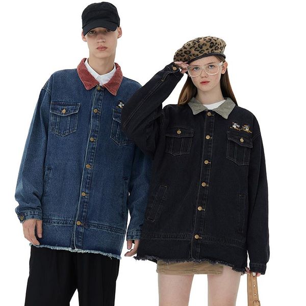women's jackets denim jacket women spring long sleeve single breasted jeans coat ripped hems embroidery contrast color man's autum, Black;brown
women's jackets denim jacket women spring long sleeve single breasted jeans coat ripped hems embroidery contrast color man's autum, Black;brown
