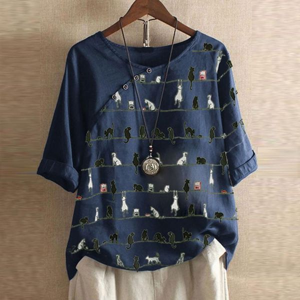 women's blouses & shirts woman clothing summer office lady big size tunic 2021 casual short sleeve cat print shirt blouse blusa femini, White
women's blouses & shirts woman clothing summer office lady big size tunic 2021 casual short sleeve cat print shirt blouse blusa femini, White