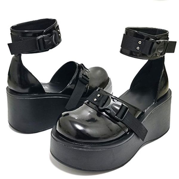 2021 summer patent leather wedges heels sweet lolita style cool gothic girls black mary janes sandals platform shoes women
2021 summer patent leather wedges heels sweet lolita style cool gothic girls black mary janes sandals platform shoes women