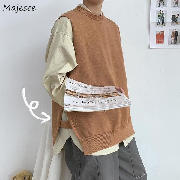 men's vests solid sweater men simple fashion vintage casual o-neck knitted sleeveless jumpers male warm soft side slit chic homme, Black;white
men's vests solid sweater men simple fashion vintage casual o-neck knitted sleeveless jumpers male warm soft side slit chic homme, Black;white