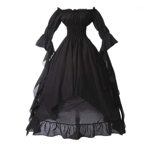 women's dress medieval retro solid color plus size long sleeve slash neck flare floor length cosplay party vestido casual dresses, Black;gray
women's dress medieval retro solid color plus size long sleeve slash neck flare floor length cosplay party vestido casual dresses, Black;gray