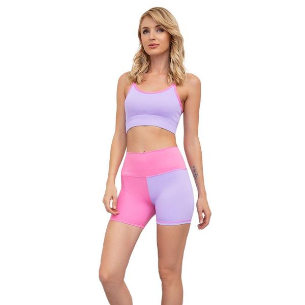 women new sling sports bras fitness yoga clothing suit contrasting color stitching cropped yoga set roupa de academia, White;red
women new sling sports bras fitness yoga clothing suit contrasting color stitching cropped yoga set roupa de academia, White;red