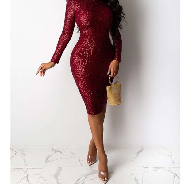 women elegant high neck long sleeve cocktail dress sequined bodycon dresses knee length ladies party dress vestidos de cocktail evening, Black;red
women elegant high neck long sleeve cocktail dress sequined bodycon dresses knee length ladies party dress vestidos de cocktail evening, Black;red