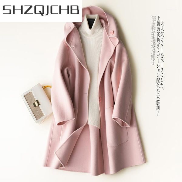 women's wool & blends shzq elegant winter coat women 100% natural female autumn cashmere hooded clothes long warm woolen jakcet hiver 1, Black
women's wool & blends shzq elegant winter coat women 100% natural female autumn cashmere hooded clothes long warm woolen jakcet hiver 1, Black