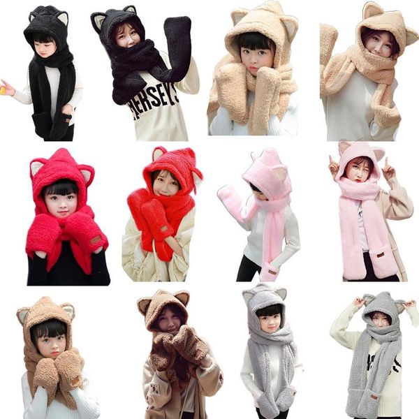 beanie/skull caps cute cartoon ears winter 3 in 1 scarf hat gloves parent-child casual thicken plush warm hoodrd earflap beanie cap neck wra, Blue;gray
beanie/skull caps cute cartoon ears winter 3 in 1 scarf hat gloves parent-child casual thicken plush warm hoodrd earflap beanie cap neck wra, Blue;gray