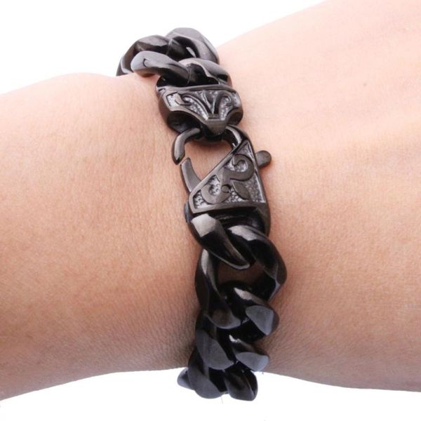 link, chain tisnium bracelet for men women curb cuban link stainless steel mens womens bracelets chains jewelry accessory 15mm, Black
link, chain tisnium bracelet for men women curb cuban link stainless steel mens womens bracelets chains jewelry accessory 15mm, Black