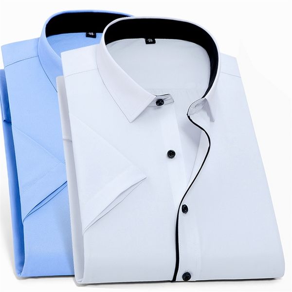men's dress shirts casual short sleeve fashion white slim trend business foraml solid patchwork pink male clothing 8xl 7xl l 210626, White;black
men's dress shirts casual short sleeve fashion white slim trend business foraml solid patchwork pink male clothing 8xl 7xl l 210626, White;black