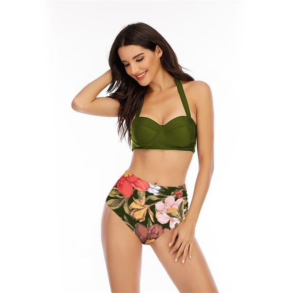 high waist swimsuit women swimwear print up bikini set bandeau two piece beach wear swimming suit 2021, White;black
high waist swimsuit women swimwear print up bikini set bandeau two piece beach wear swimming suit 2021, White;black