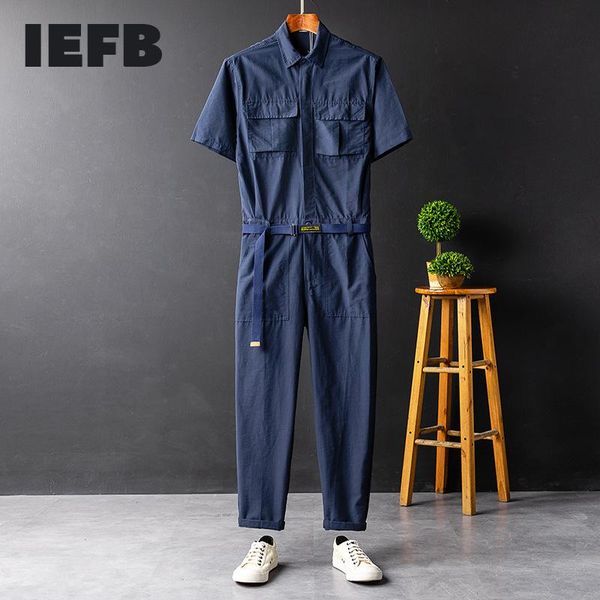 men's pants iefb summer casual short sleeve jumpsuit with belt and women's blue yellow work clothes one-piece single breasted trou, Black
men's pants iefb summer casual short sleeve jumpsuit with belt and women's blue yellow work clothes one-piece single breasted trou, Black