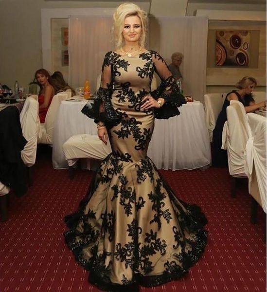 champagne black lace evening dress mermaid appliques long sleeves prom gowns satin special occasion party dresses 2021
champagne black lace evening dress mermaid appliques long sleeves prom gowns satin special occasion party dresses 2021