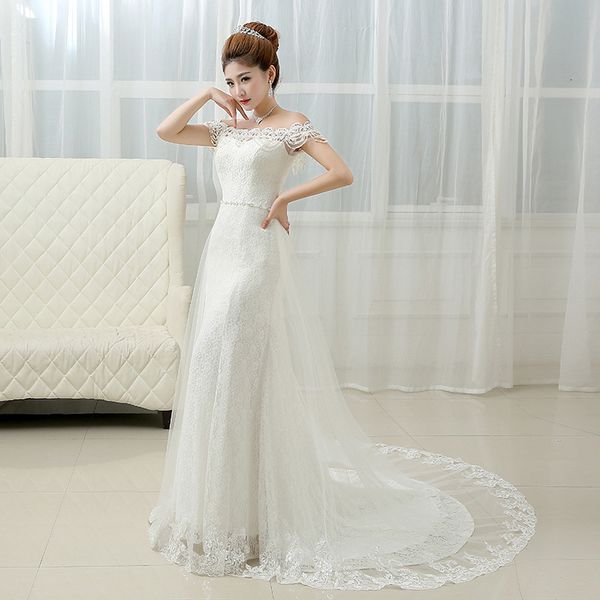 2021 new style boat neck beautiful lace vestido noiva mermaid wedding gowns with crystal pearls robe de mariage zi45, White
2021 new style boat neck beautiful lace vestido noiva mermaid wedding gowns with crystal pearls robe de mariage zi45, White