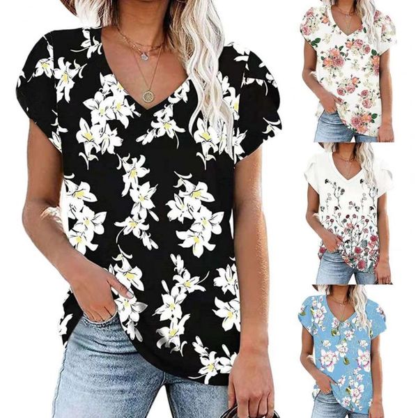 women's blouses & shirts 2021 petal sleeve women t-shirt floral print streetwear v neck loose casual blouse for party, White
women's blouses & shirts 2021 petal sleeve women t-shirt floral print streetwear v neck loose casual blouse for party, White