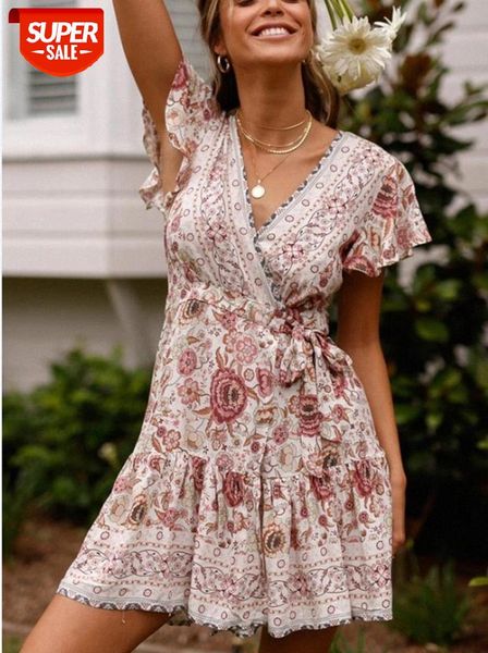women summer mini dress with sashes print short sleeve bohemian v-neck high waist dress beach casual femme party #io9g, Black;gray 
women summer mini dress with sashes print short sleeve bohemian v-neck high waist dress beach casual femme party #io9g, Black;gray
