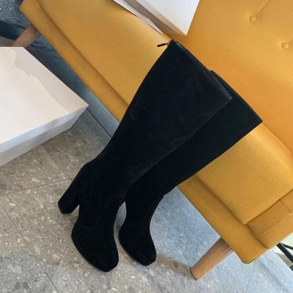 boots kid suede knee high woman pointed toes chunky heels platform zapatos de mujer, Black
boots kid suede knee high woman pointed toes chunky heels platform zapatos de mujer, Black
