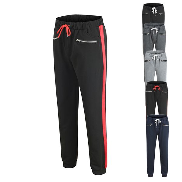 men's pants summer trend 5 color tether stripe youth foot binding sports trousers, Black
men's pants summer trend 5 color tether stripe youth foot binding sports trousers, Black