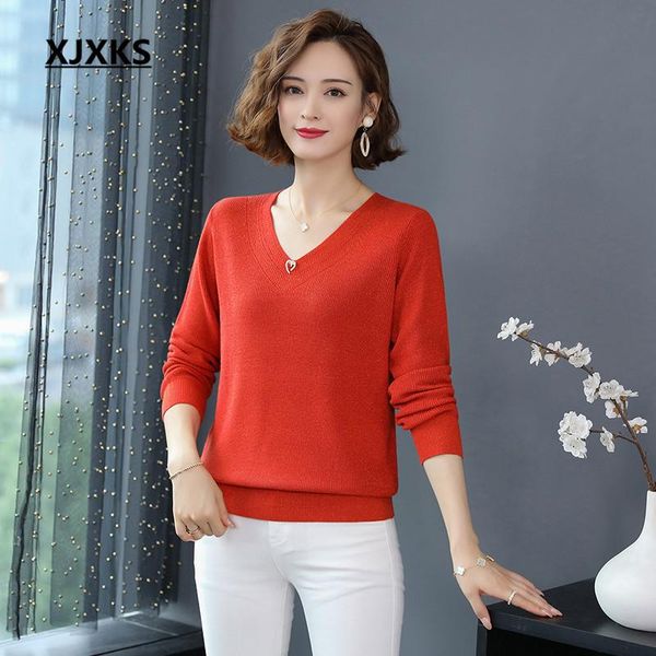 women's sweaters xjxks fashion v-neck long-sleeved women sweater 2021 autumn winter comfortable cashmere knitted pullover, White;black
women's sweaters xjxks fashion v-neck long-sleeved women sweater 2021 autumn winter comfortable cashmere knitted pullover, White;black