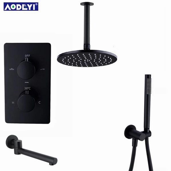 bathroom shower sets brass black 3 ways thermostatic faucets rainfull faucet set with spout handheld head
bathroom shower sets brass black 3 ways thermostatic faucets rainfull faucet set with spout handheld head