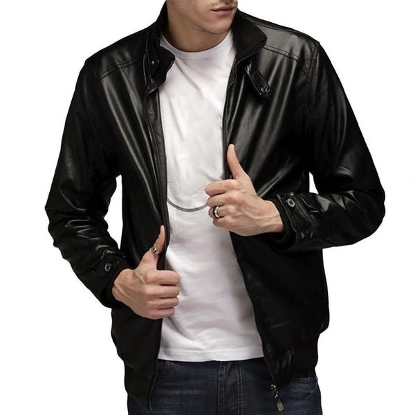 men's jackets fashion zipper closure stand collar men jacket faux leather solid color slim fit motorcycle outerwear, Black;brown
men's jackets fashion zipper closure stand collar men jacket faux leather solid color slim fit motorcycle outerwear, Black;brown