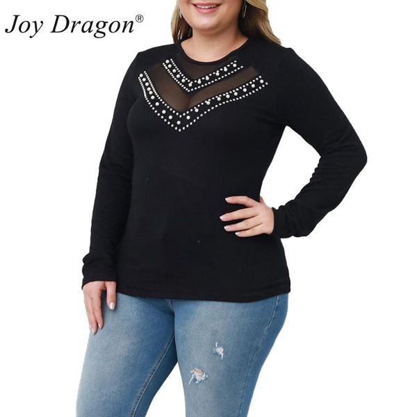 spring t shirt women plus size long sleeves mesh solid round neck slim fit hollow out pullover stitching beaded summer, White
spring t shirt women plus size long sleeves mesh solid round neck slim fit hollow out pullover stitching beaded summer, White