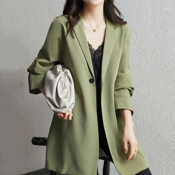 korean style loose mid-length blazer women spring casual single button suit jacket office ladies elegant business work wear 2021 women', White;black
korean style loose mid-length blazer women spring casual single button suit jacket office ladies elegant business work wear 2021 women', White;black