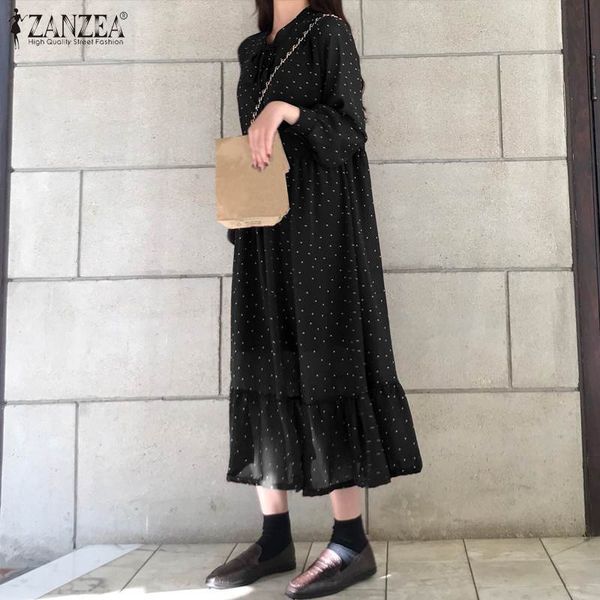 2021 new zanzea spring polka dot printed sun vintage women long sleeve casual bohemian holiday ruffles vestidos robe bow tie qqox, Black;gray
2021 new zanzea spring polka dot printed sun vintage women long sleeve casual bohemian holiday ruffles vestidos robe bow tie qqox, Black;gray