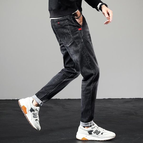men's jeans spring 2021 elastic slim high-end trend loose harlan black straight casual teenager harem trousers, Blue
men's jeans spring 2021 elastic slim high-end trend loose harlan black straight casual teenager harem trousers, Blue