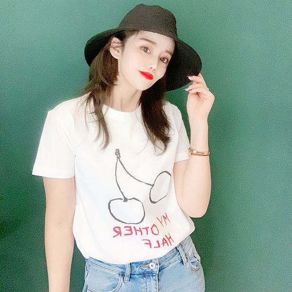 21ss women designer t shirtsnew hand painted graffiti letter cherry short t-shirt loose casual half sleeve for couples, White
21ss women designer t shirtsnew hand painted graffiti letter cherry short t-shirt loose casual half sleeve for couples, White