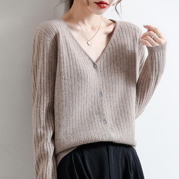 women's knits & tees autumn and winter striped v-neck knitted long sleeve solid color loose thin fashion casual cardigan, White
women's knits & tees autumn and winter striped v-neck knitted long sleeve solid color loose thin fashion casual cardigan, White