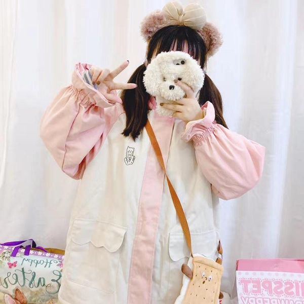 women's jackets japanese cute cat embroidery color matching girls cotton coat plus velvet winter soft sister mid-length thicken hooded, Black;brown
women's jackets japanese cute cat embroidery color matching girls cotton coat plus velvet winter soft sister mid-length thicken hooded, Black;brown