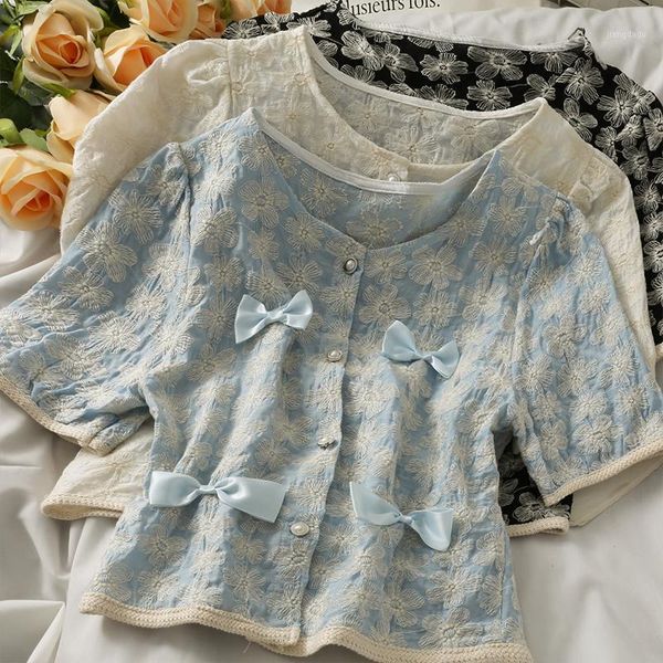women's blouses & shirts women fashion outdoor casual embroidered bow short sleeves blouse ladies ol sweet girls student elegant daily, White
women's blouses & shirts women fashion outdoor casual embroidered bow short sleeves blouse ladies ol sweet girls student elegant daily, White