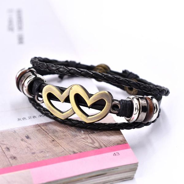 charm bracelets retro double love leather bracelet couples fashion metal women men bangle goth jewelry gifts accessories, Golden;silver
charm bracelets retro double love leather bracelet couples fashion metal women men bangle goth jewelry gifts accessories, Golden;silver