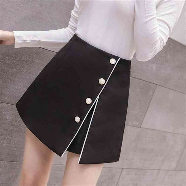 women high waist shorts korean fashion irregular single breasted shorts skirts spring summer casual culottes, White;black
women high waist shorts korean fashion irregular single breasted shorts skirts spring summer casual culottes, White;black
