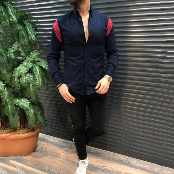 men's casual shirts 2021 autumn shirt patchwork men long sleeve turn down collar social business dress for, White;black
men's casual shirts 2021 autumn shirt patchwork men long sleeve turn down collar social business dress for, White;black