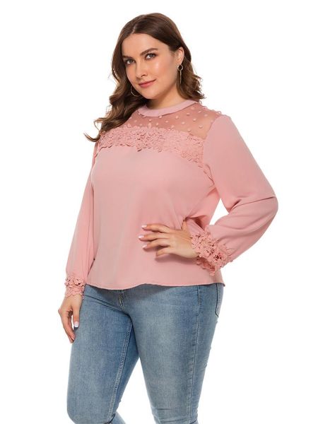 plus size t-shirt flower autumn lace solid color pattern irregular pink perspective round neck long sleeve leisure home, Black
plus size t-shirt flower autumn lace solid color pattern irregular pink perspective round neck long sleeve leisure home, Black