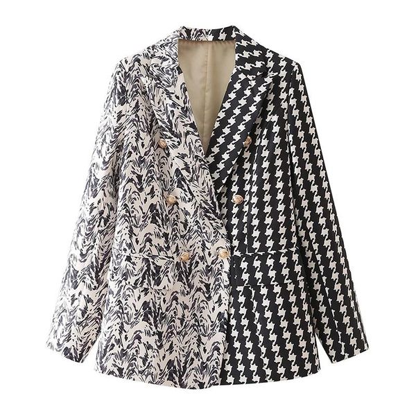 women's suits & blazers woman blazer 2021 autumn fashion color block printed with buckle temperament suit women sleeve office outerwear, White;black
women's suits & blazers woman blazer 2021 autumn fashion color block printed with buckle temperament suit women sleeve office outerwear, White;black