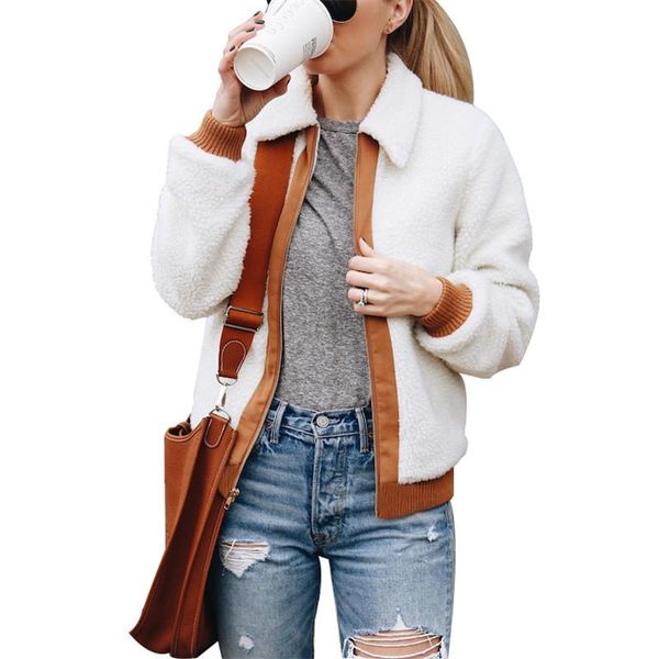 women's jackets zipper lapel jacket women autumn winter fashion 2021 faux fur bomber female long sleeve white woolen outerwear & coats, Black;brown
women's jackets zipper lapel jacket women autumn winter fashion 2021 faux fur bomber female long sleeve white woolen outerwear & coats, Black;brown