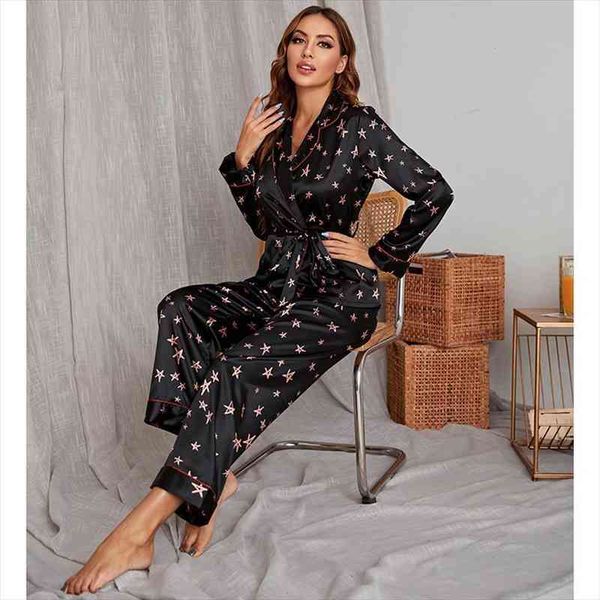 2pc pajamas summer silk women sleepwear long sleeved trousers home service set suit, Black;red
2pc pajamas summer silk women sleepwear long sleeved trousers home service set suit, Black;red
