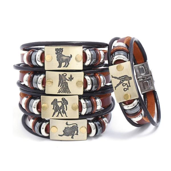 tennis constellations bracelet casual leather 12 zodiac signs vintage bronze hematite stainelss steel clasp wristband punk men, Golden;silver
tennis constellations bracelet casual leather 12 zodiac signs vintage bronze hematite stainelss steel clasp wristband punk men, Golden;silver