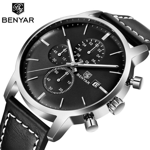wristwatches benyar men quartz watches sport watch waterproof leather chronograph male wristwatch relogio masculino for man, Slivery;brown
wristwatches benyar men quartz watches sport watch waterproof leather chronograph male wristwatch relogio masculino for man, Slivery;brown