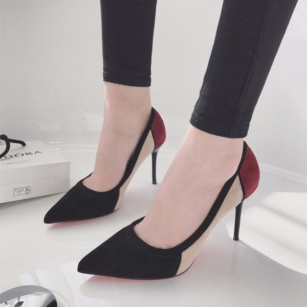 new women high heel pumps colorblock fashion party shoes flock thin heel slip on wedding heels brand ruideng high quality, Black
new women high heel pumps colorblock fashion party shoes flock thin heel slip on wedding heels brand ruideng high quality, Black