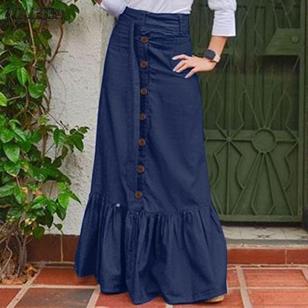 skirts women high waist solid ruffle hem skirt jupe summer casual party faldas saia long belted vintage denim blue, Black
skirts women high waist solid ruffle hem skirt jupe summer casual party faldas saia long belted vintage denim blue, Black
