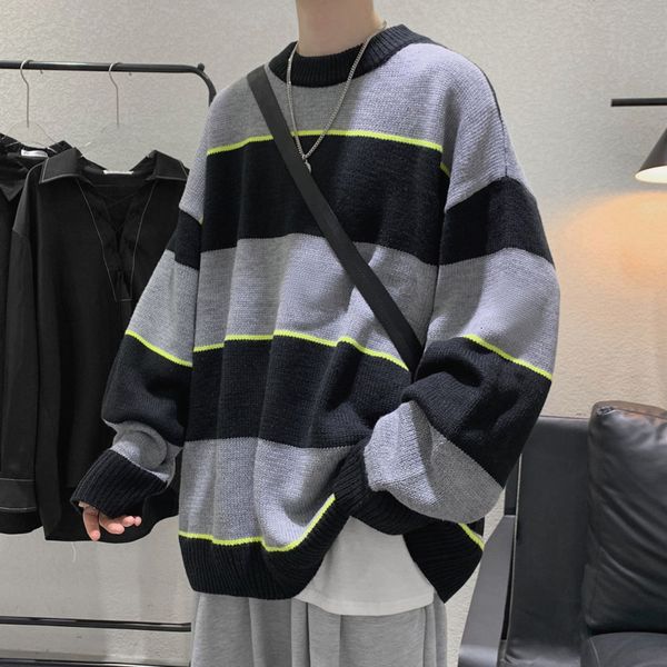 men's sweaters striped korean man's sweater casual fashion knitted wild loose autumn knit men's clothes -2xl 2cag, White;black
men's sweaters striped korean man's sweater casual fashion knitted wild loose autumn knit men's clothes -2xl 2cag, White;black