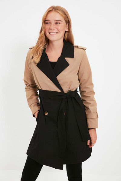 women's trench coats trendyol belted with color block coat twoaw22tr0024, Tan;black
women's trench coats trendyol belted with color block coat twoaw22tr0024, Tan;black